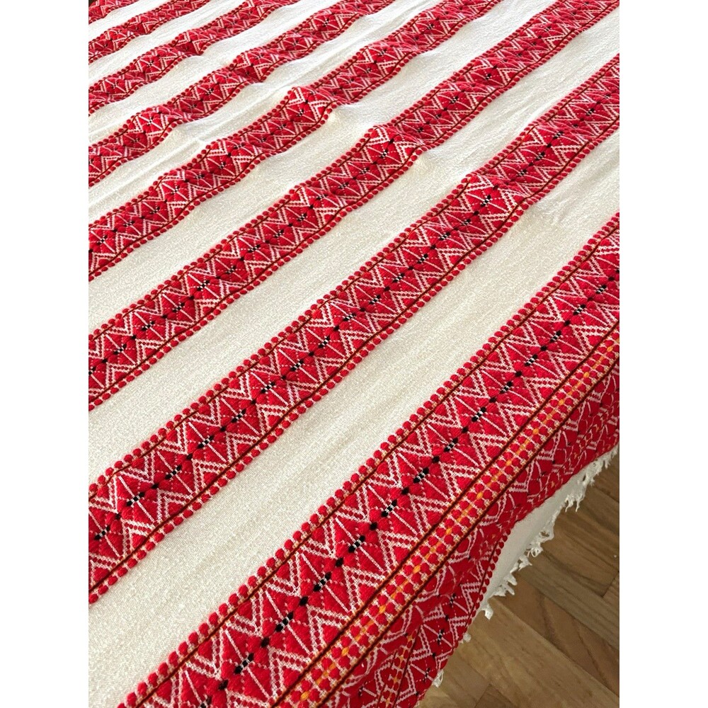 Cotton Folk Style Geometric Fringed Tablecloth 62”x54”